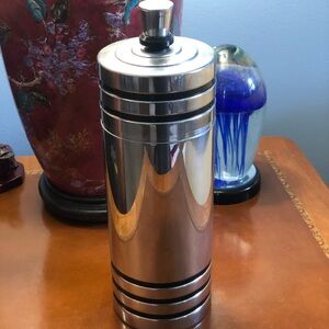 Vintage Chrome Art Deco Style Barware Condiment Shaker